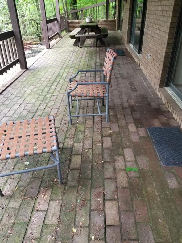 Brick patio cleaning before