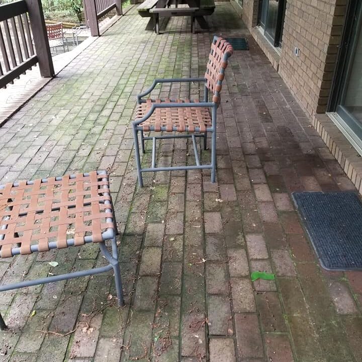 Brick patio cleaning before