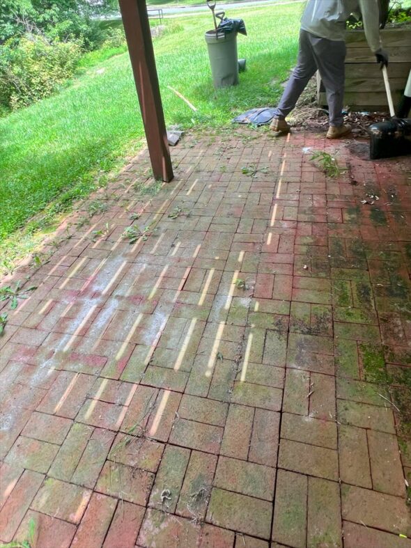 brick patio cleaning before