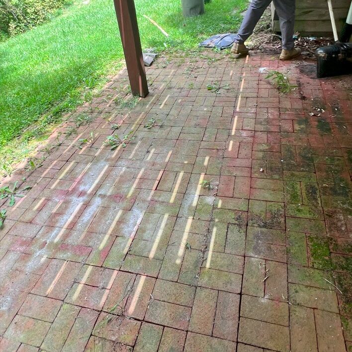 brick patio cleaning before